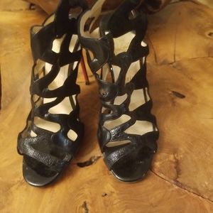 Christian louboutin womens black leather bootie size 40 US 10